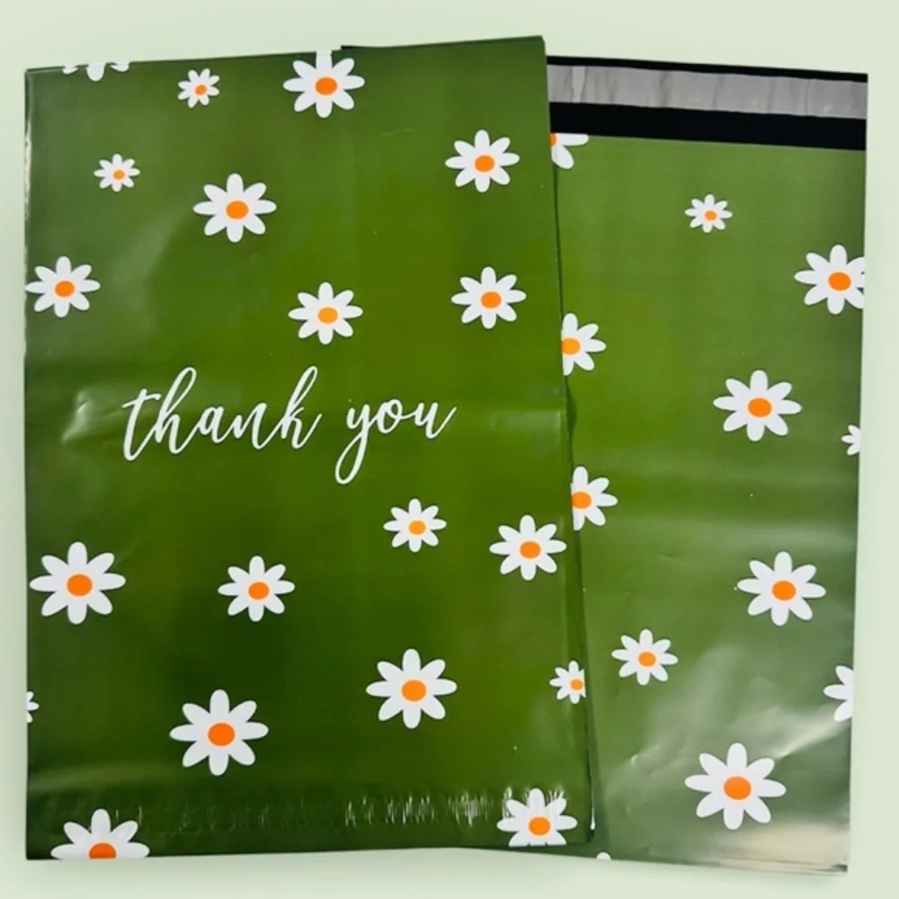 (10) 10x13 Spring Flower Thank You Poly Mailers